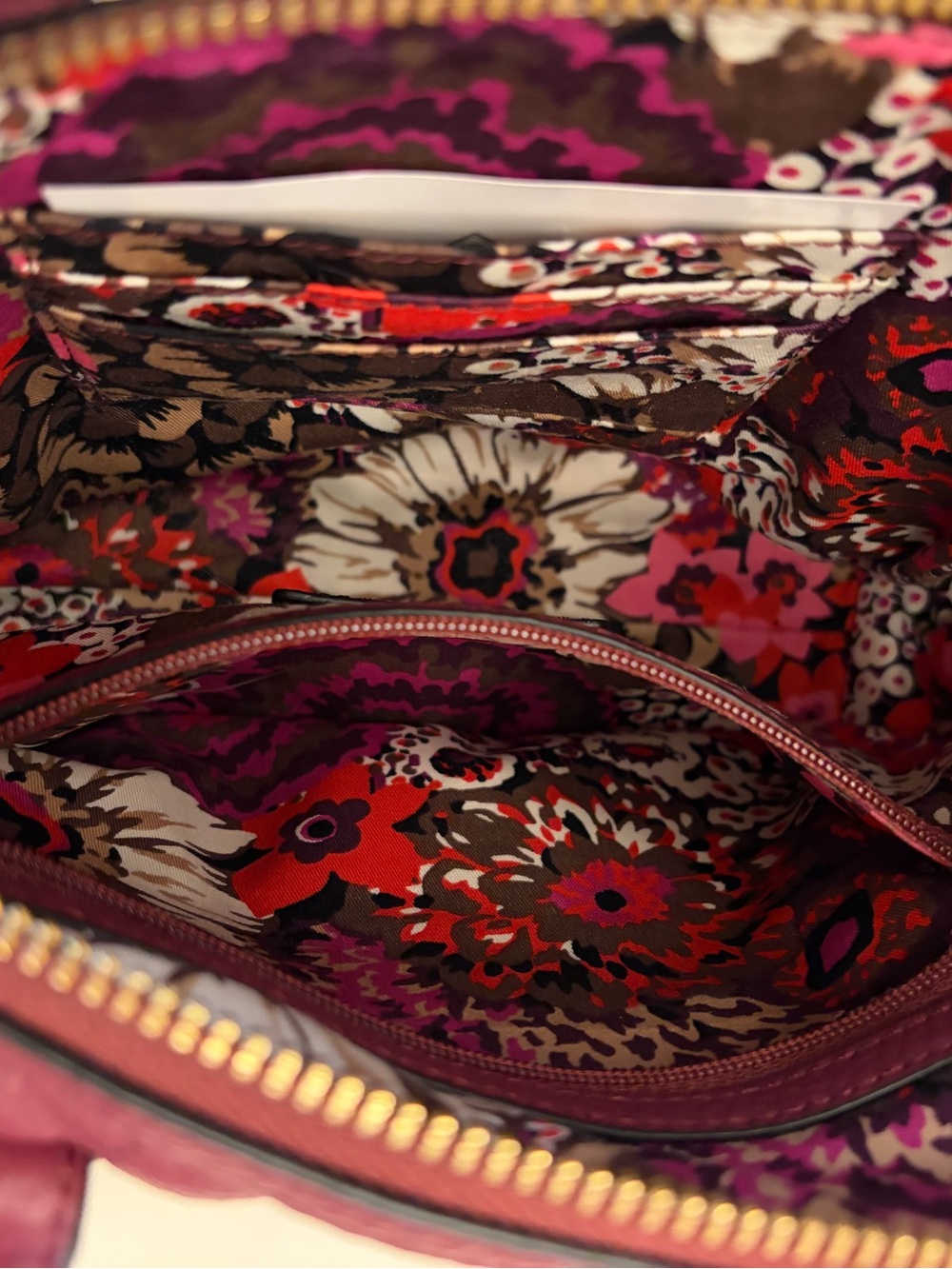 Vera Bradley Burgundy Quilted Satchel handbag with adjustable strap - Picture 8 of 8